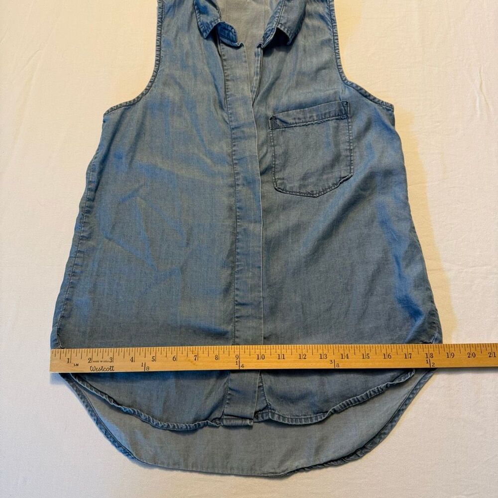 Thread & Supply Chambray Sleeveless Blouse | Lyocell Soft Wash Blue | Size S - Picture 5 of 10